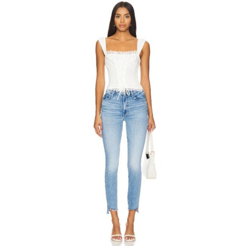 NEW MOTHER The Stunner Zip Step Ankle Fray Jeans Raw Cut Hem Tarrot Time Size 34 - Picture 2 of 14